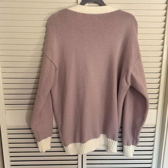Aritzia Sunday Best Cardigan Sweater. Purple and Cream SIZE SMALL. - Picture 2 of 4